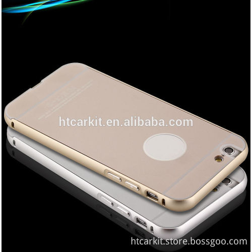 Aluminum metal bumper clear PC backup cell phone case cover for iphone 6 4.7" 6plus 5.5"